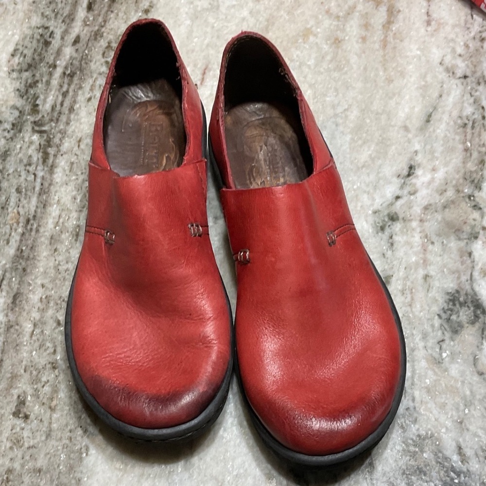 Born Loafers Women 7.5 Red Leather Slip On Comfort Shoes B66805 - Picture 5 of 9